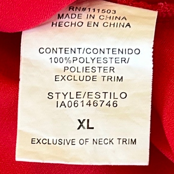 meraki Red Pink Coral Flowy Dressy Feminine Short Sleeve Gold Bar Accent Blouse - Picture 11 of 12